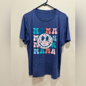 women’s graphic t shirts short sleeve blue size L.